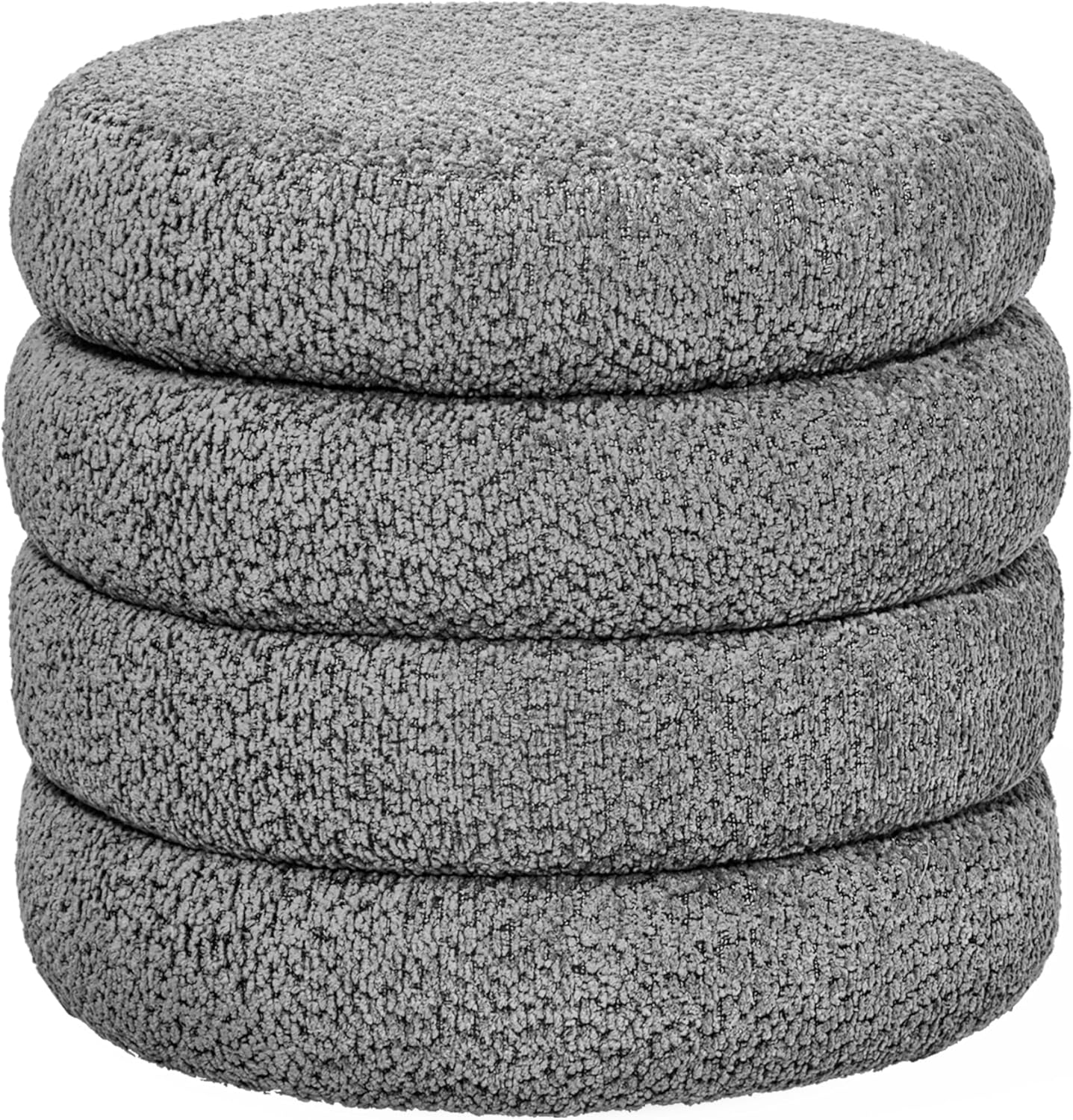 Storage Ottoman, Round Ottoman with Storage, Vanity Stool Foot Rest with Removable Lid, Round Boucle Upholstered for Living Room Pouf Footstool