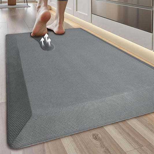 Anti Fatigue Kitchen Mats for Floor, Grey 9/10 Extra Thick Cushioned Standing Desk Mat, Comfort Memory Foam Ergonomic Kitchen Rugs and Mats Non-Slip Waterproof for Office, Kitchen, Sink, 20" x 32"